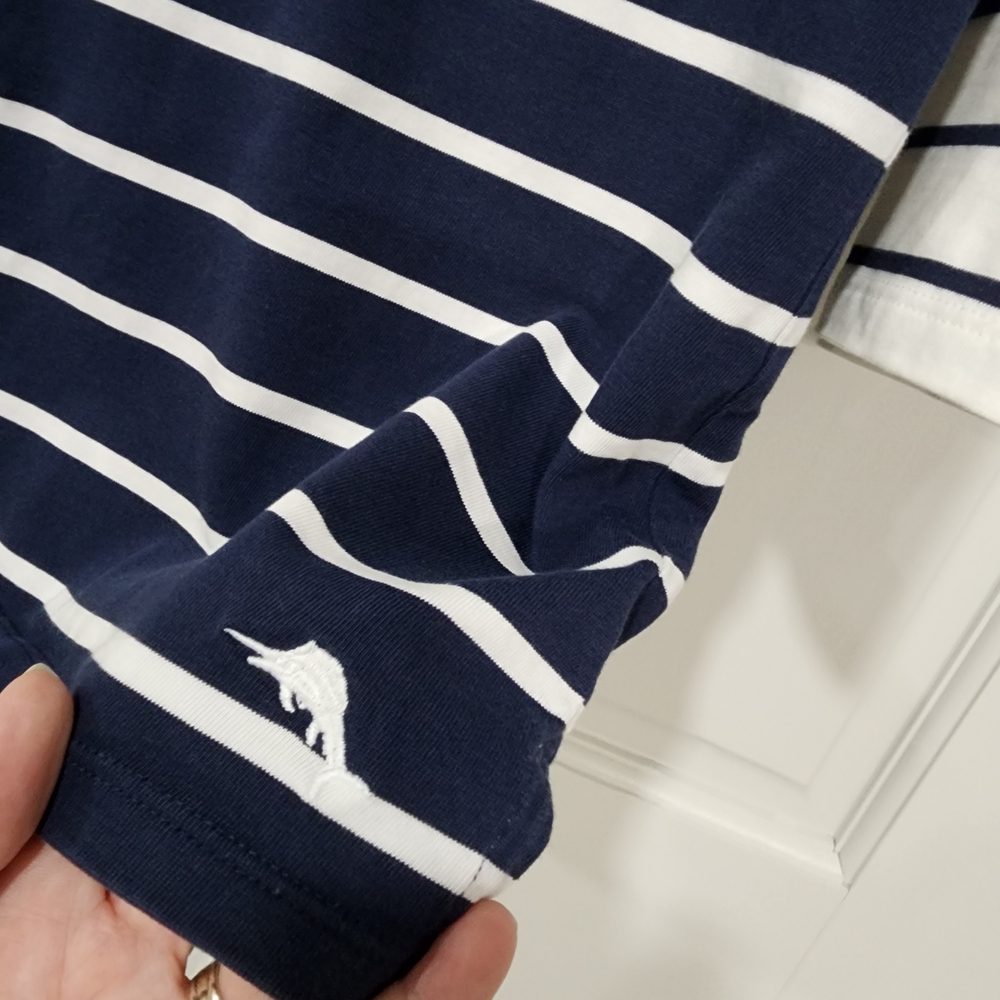 Tommy Bahama Navy & White Striped Lace-Up Top - Picture 3 of 7